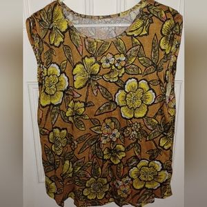 LOFT Linen Floral Sleveless Top Size XL